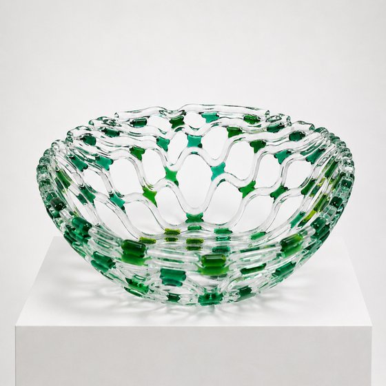 Green Fused Glass Bowl