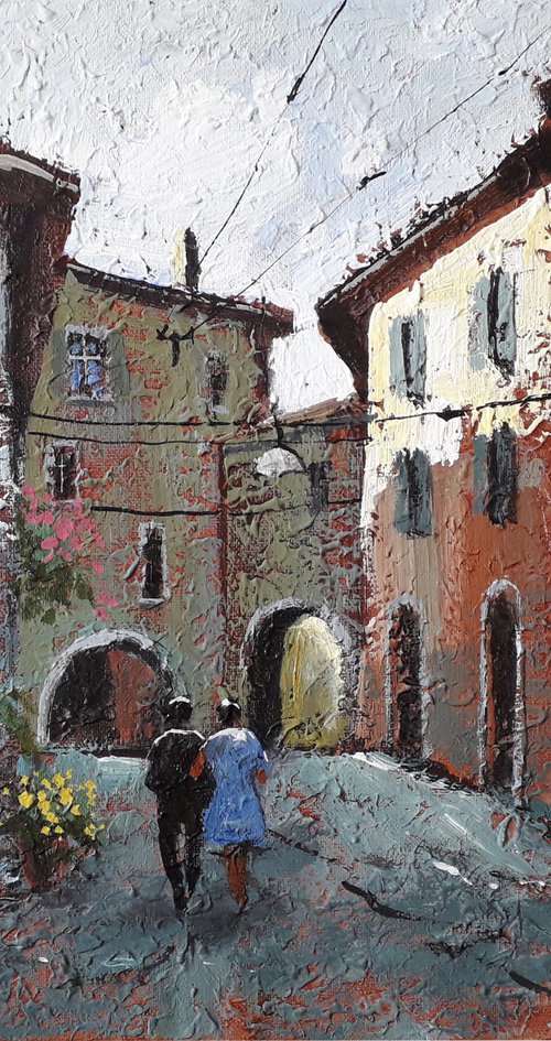 Painting on canvas. Italian courtyard by Alexander Zhilyaev