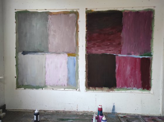 Large abstract painting pastel