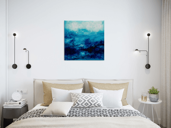 Blue abstract water landscape n°2 - Wall art Abstraction Home decor Oil painting