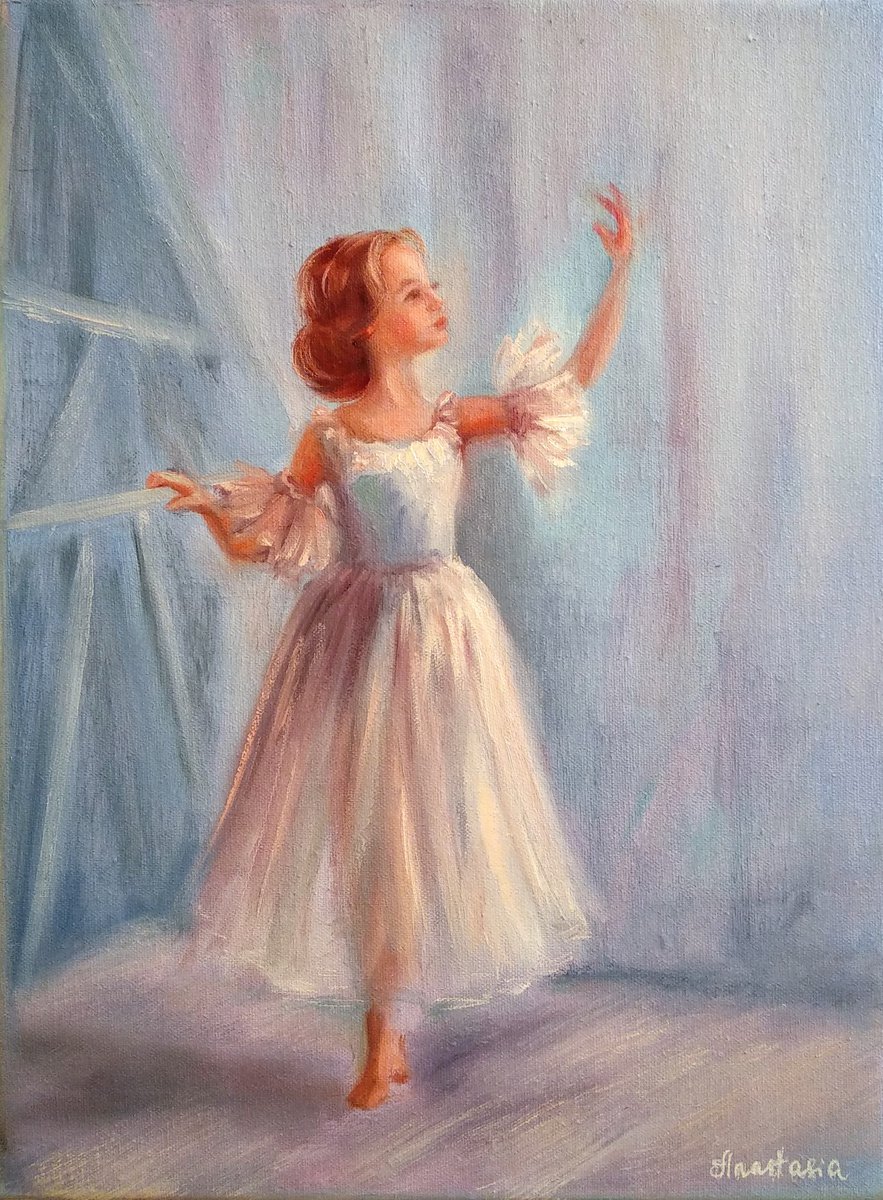 Little Ballerina Baby Girl Ballet Dancer Nursery Room Decor Kids painting by Anastasia Art Line