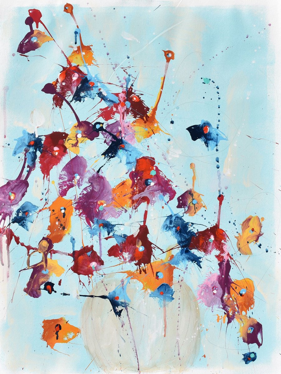 Abstract Landscape Painting By Cynthia Ligeros, 18 X 24, Sunrise In Bloom, Original Artwork