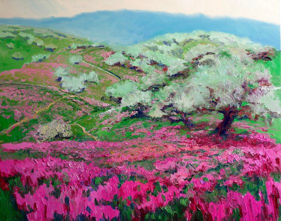 Blooming Green Hills, Californian Landscape