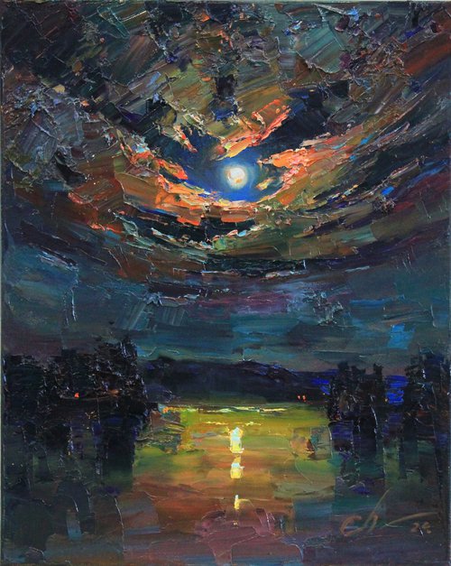 Full moon on the lake by Sergei Chernyakovsky
