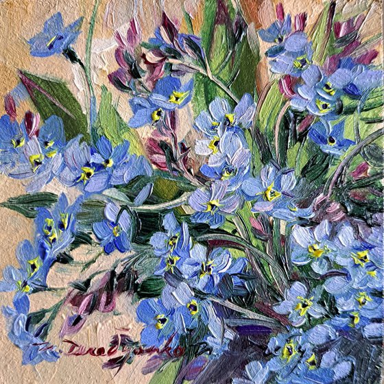 Forget-me-not flowers painting