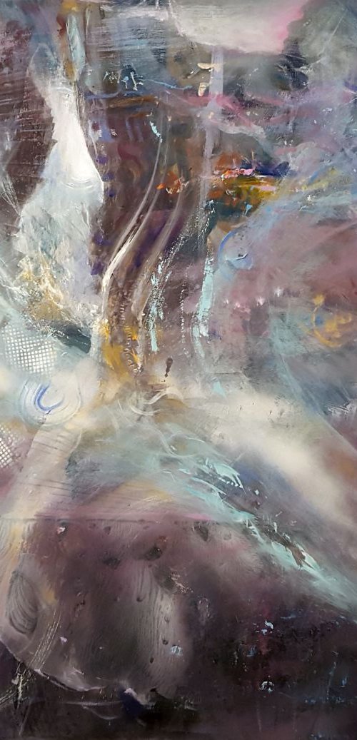 KLOSKA ' S PAINTINGS INVITE US TO TRAVEL INTO CHILDHOOD DREAMS AND IMAGERY HUGE XXXL MASTERPICE DIAPHANE COMPOSITION by Kloska Ovidiu