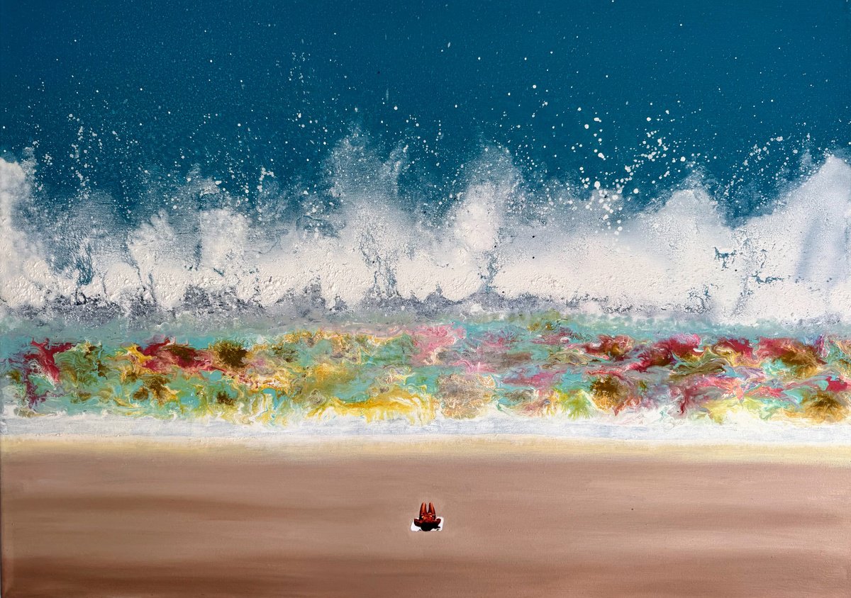 Surrealistic Landscape Painting By Stefano Pallara, 28 X 20", Inner Governament N.10, Original Artwork