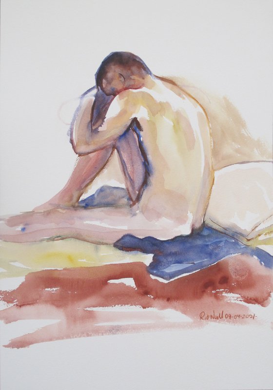 seated male nude