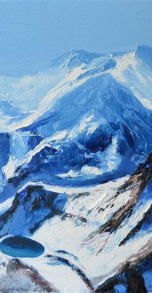 Gudauri, Georgia, mountain landscape wall art painting mountains snow art ski landscape mountains oil mountain view mountains and rocks by Anna Brazhnikova