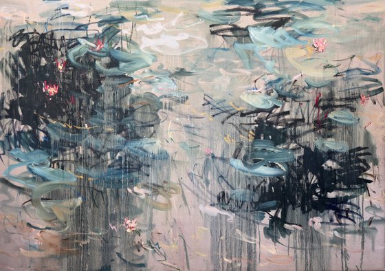 Water lilies. Reflections.