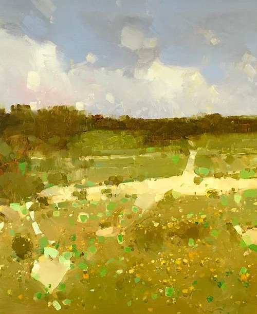 Meadow, Landscape oil painting, One of a kind, Signed, Handmade artwork, Ready to hang by Vahe Yeremyan