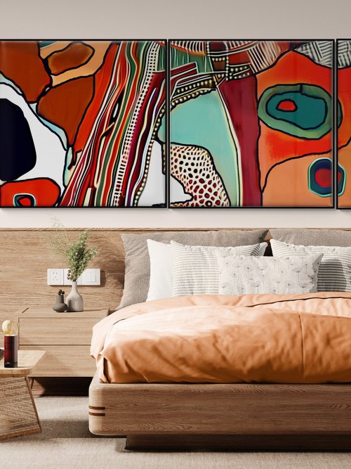 TRiptych Geometric abstraction #56 by V+V Kniazievi