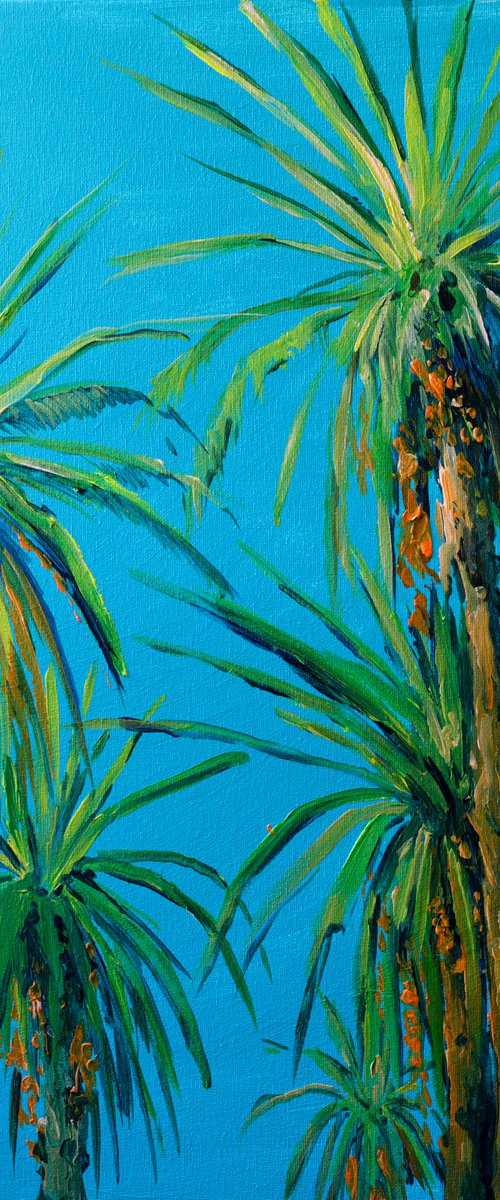 Palm Trees on Turquoise Background by Suren Nersisyan