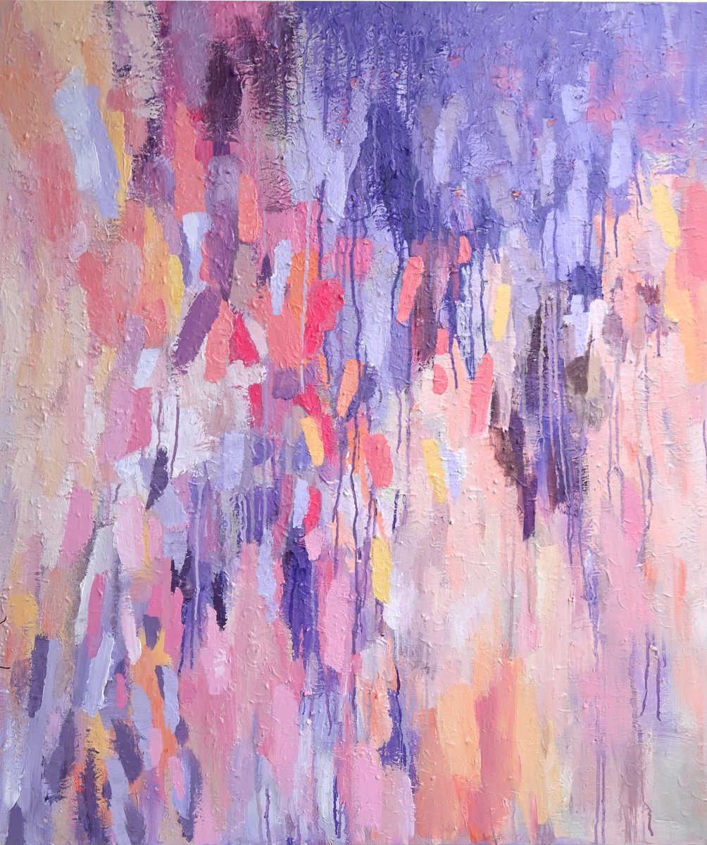 Abstract Acrylic Painting By Mima Taneva, 31 X 39", Dreams Of The Sunrise, Original Artwork