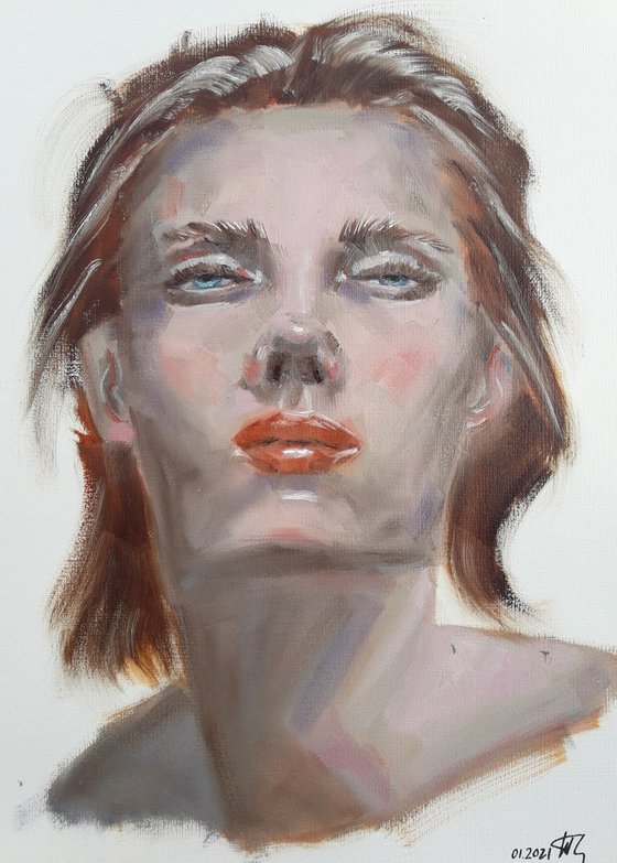 Woman portrait. Etude style. 38 x 27 cm/ 15 x 10.6 in