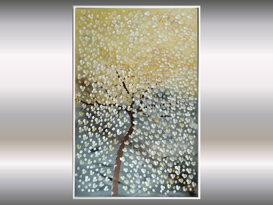 Ewiger Sommer  acrylic abstract painting cherry blossoms nature painting framed canvas wall art