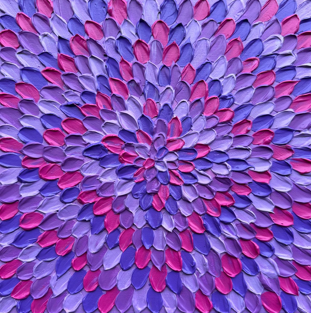 Geometric Abstract Acrylic Painting By Guzaliya Xavier, 10 X 10, Pink Romance Iii, Original Artwork