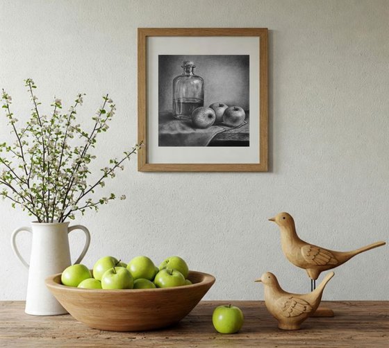 Apples and Glass Bottle