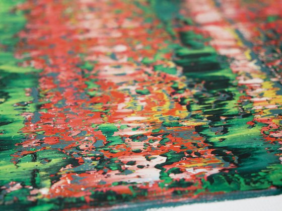 50x50 cm Red Green Abstract Painting Original Oil Painting Canvas Art