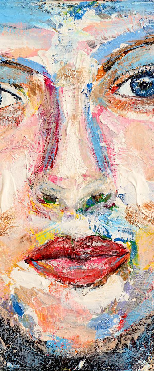 Portrait Silke 100 x 100 cm. by Oswin Gesselli
