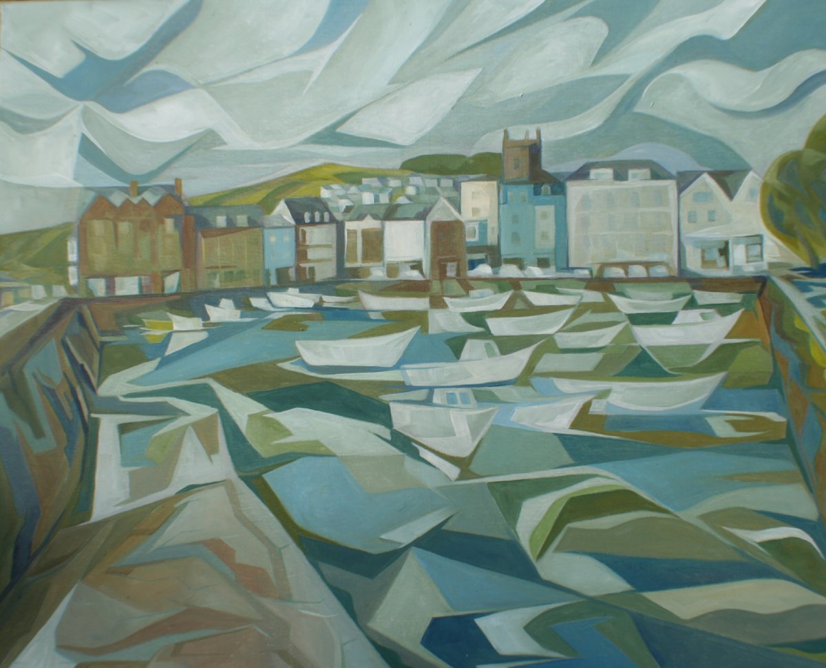 Landscape Oil Painting By Andrew Clayton, 28 X 24, The Boat Float In Dartmouth, Original Artwork