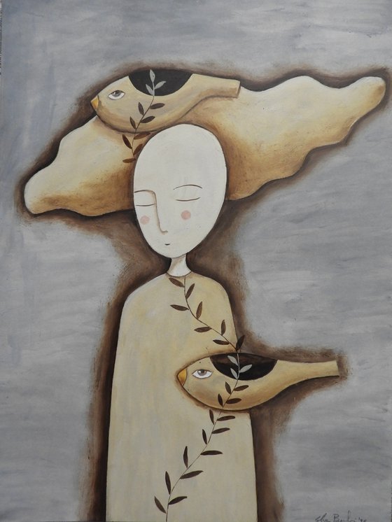 The woman and the birds