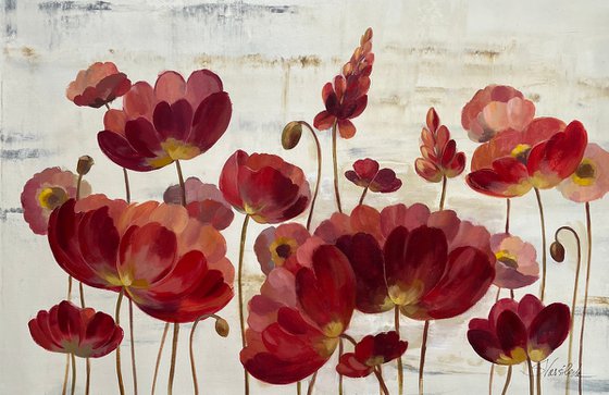 Red Flowers on Marble