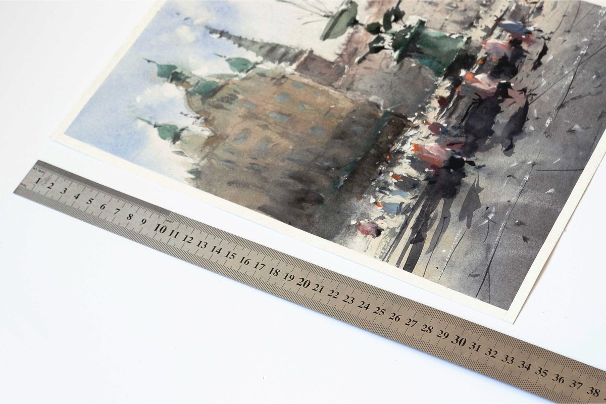 Impressionistic Cityscapes Watercolour By Marin Victor, 9 X 12", Copenhagen, Watercolour Art., Original Artwork