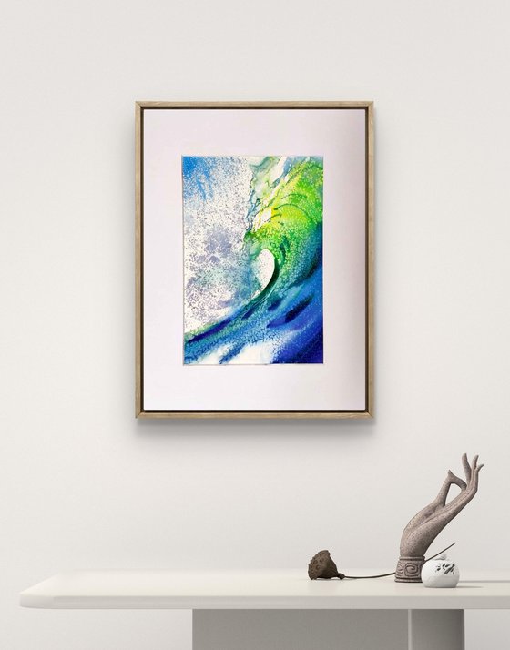 Surfing Wave Watercolor