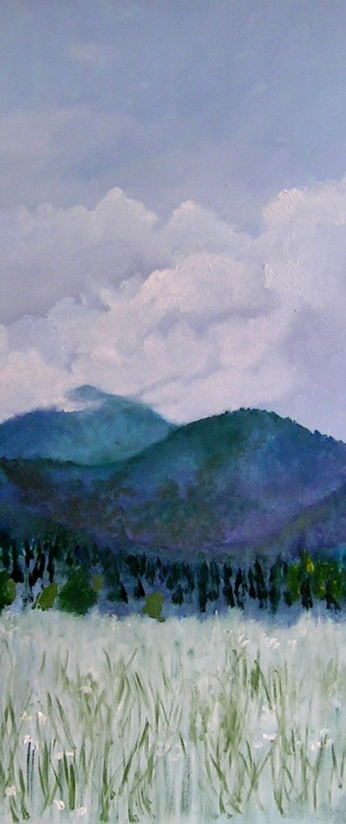 Misty mountains - fantasy landscape by Rosalind Roberts