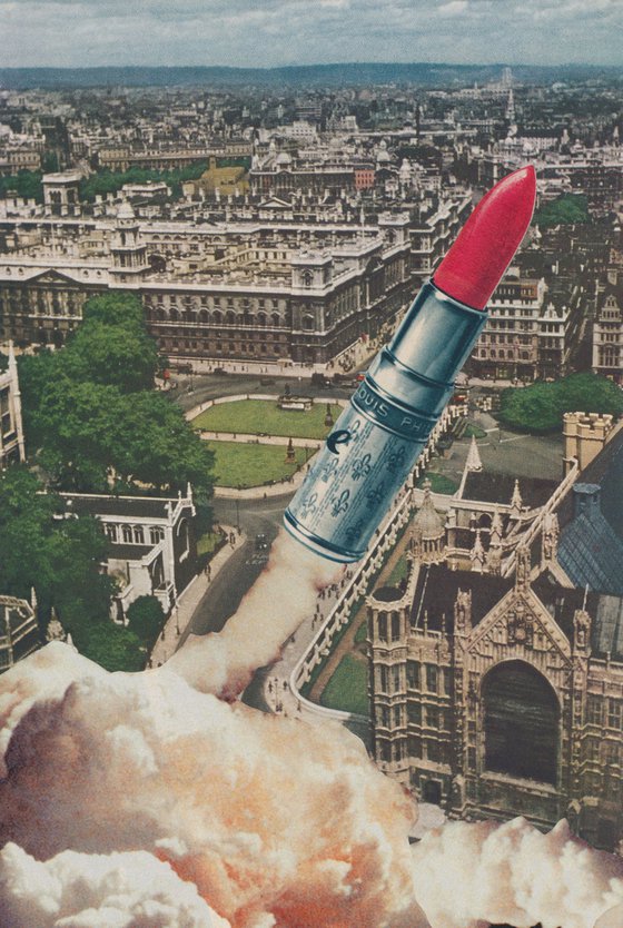 The Lipstick Rocket Surreal Collage