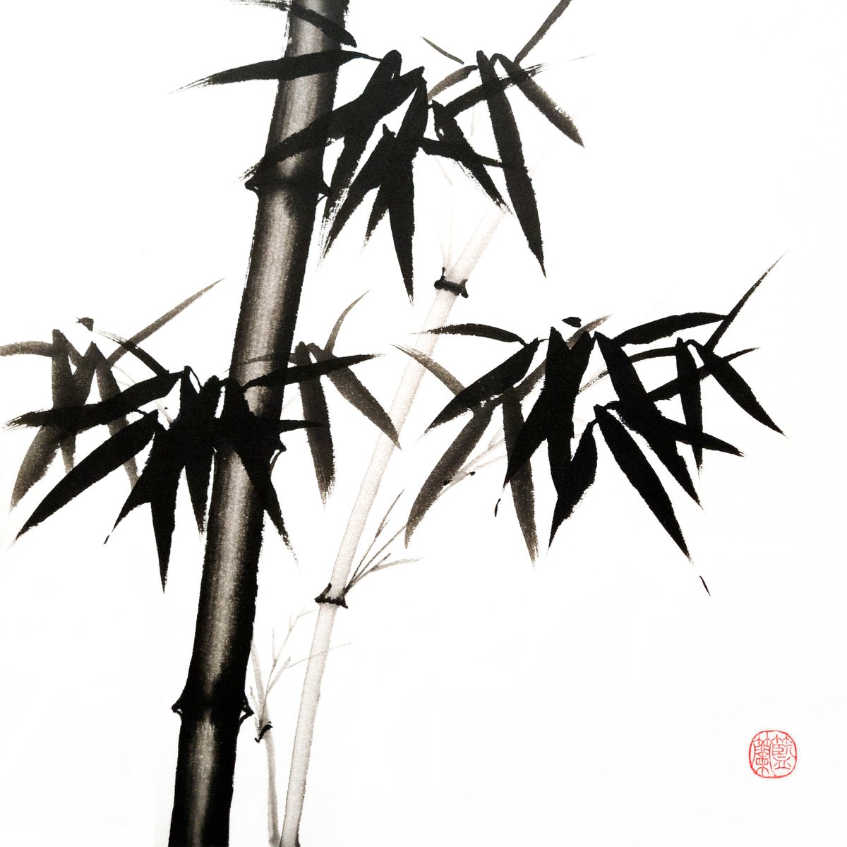 Bamboo forest - Bamboo series No. 2127 - Oriental Chinese Ink Painting by Ilana Shechter