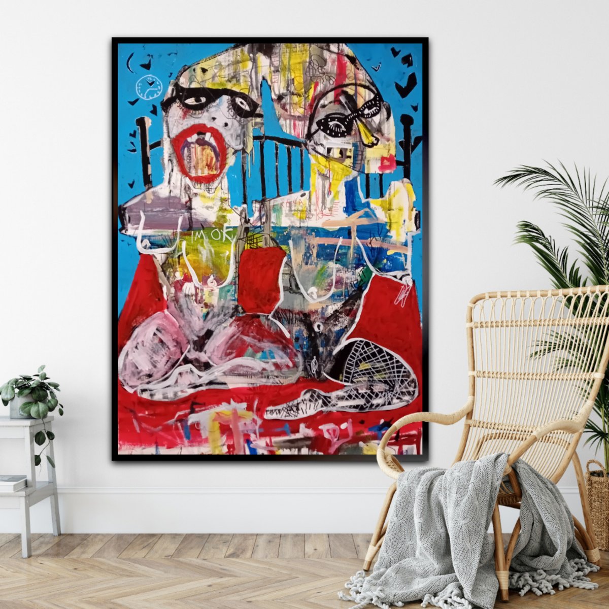 Abstract Portrait Acrylic Painting By Dimitris Pavlopoulos, 39 X 51, We