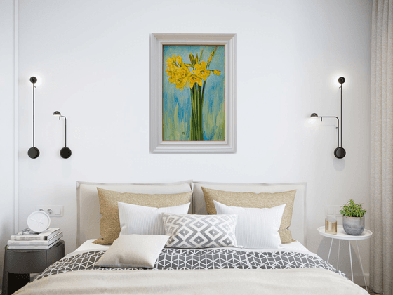 Daffodils - original oil painting spring flowers FRAMED