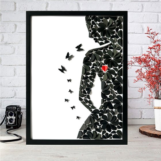 Lady with butterflies, 3D