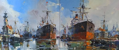 BY THE OLD LIGHTHOUSE Series GOLDEN AGE diptych by Volodymyr Glukhomanyuk