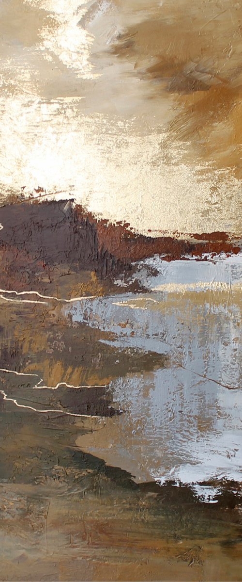 "Highland 2" brown gold abstract landscape by Solomia Shara