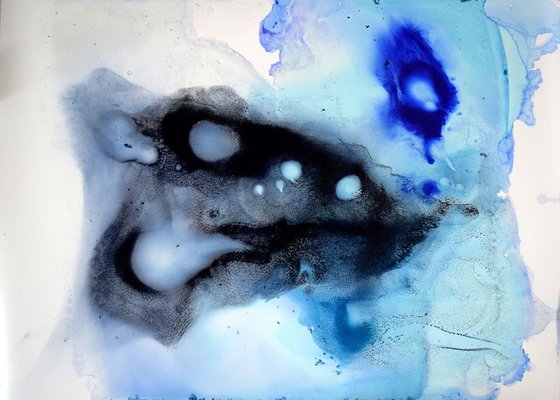 Blue Moon / Abstract Oil On paper 64 cm x 45 cm