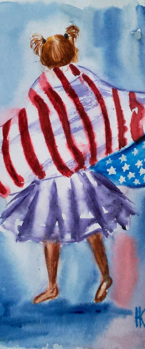 American Flag Painting by Halyna Kirichenko