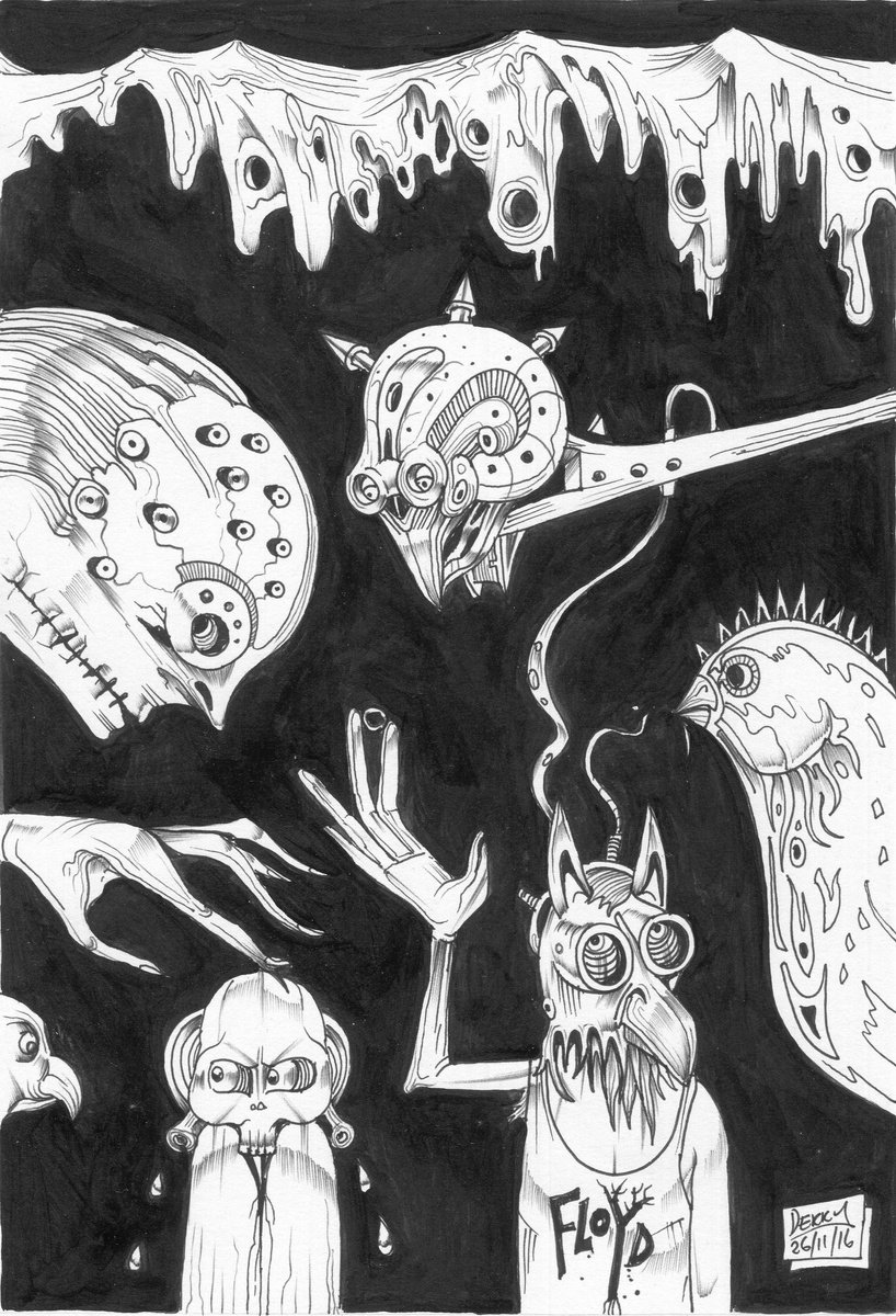 Surrealistic Portrait Drawing By Spencer John Derry, 8 X 12", Uncle Floyd, Original Artwork