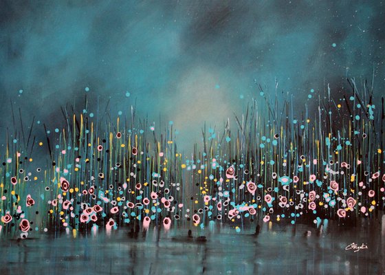 Magic Lagoon - Large original floral landscape