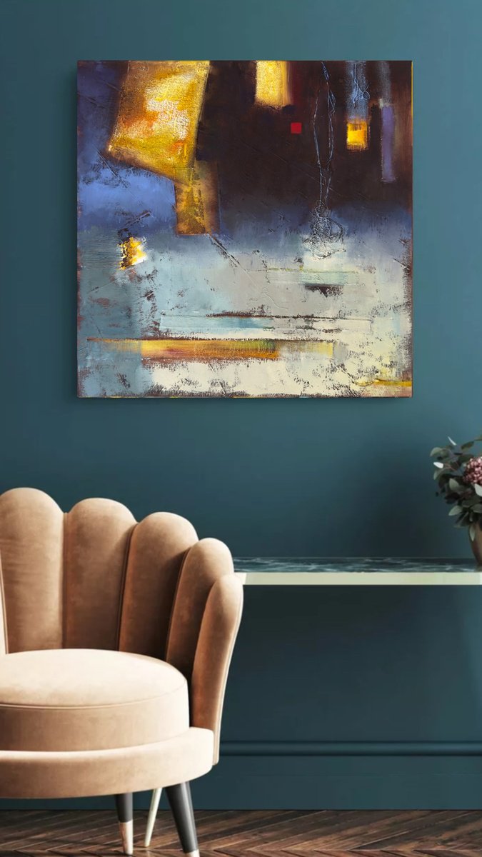 Abstract Oil Painting By Olha Laptieva, 20 X 20", Accidental Connections 2B, Original Artwork