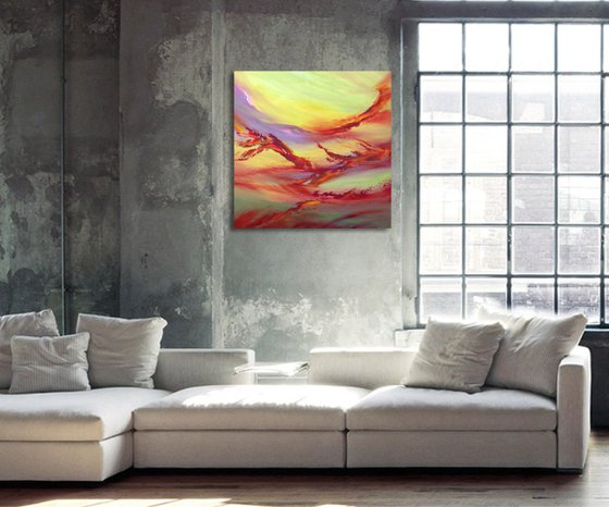 Revolving time I, 60x60 cm, Deep edge, Original abstract painting, oil on canvas