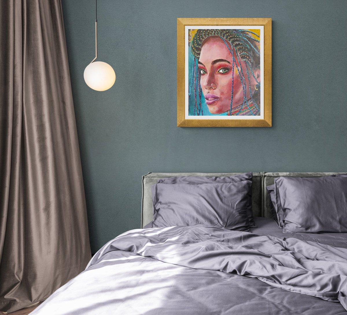 Photorealistic Portrait Acrylic Painting By Tatajana Obuhova, 16 X 20", African Queen, Original Artwork