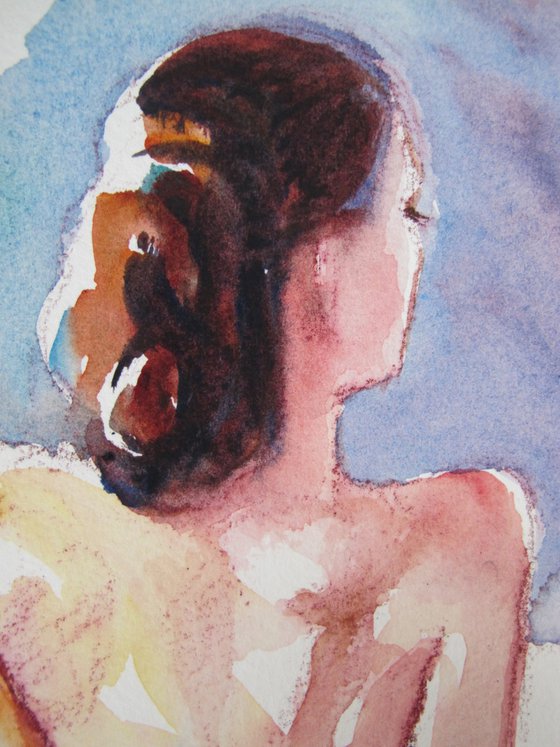 seated female nude back study