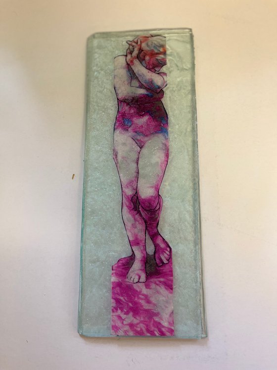 Violet : Silk on cast glass art