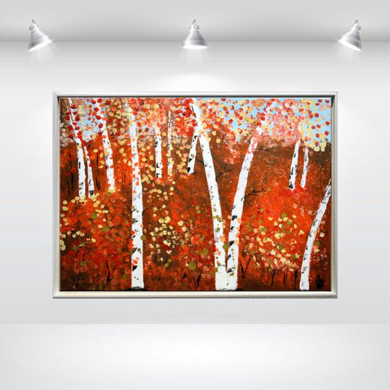 Birchwood - Abstract - Acrylic Painting - Canvas Art - Wall Art - Landscape - Framed Art - Free Shipping