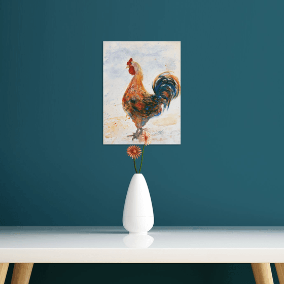 Rooster IV - Pet portrait /  ORIGINAL PAINTING