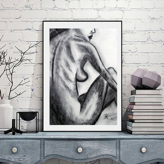 Woman Nude charcoal art