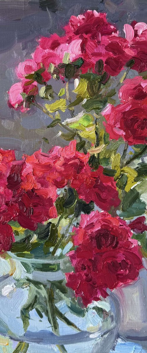 Crimson Roses by Nataliia Nosyk